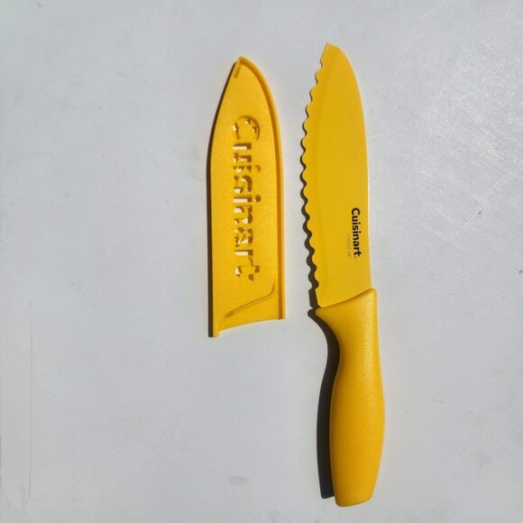 NEW Cuisinart 6.5" Serrated Utility Knife Kitchen Tools Yellow Knife w/ Blade Gu - Picture 3 of 5
